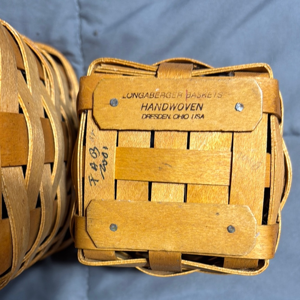Longaberger Handcrafted Square Baskets SET OF 2!